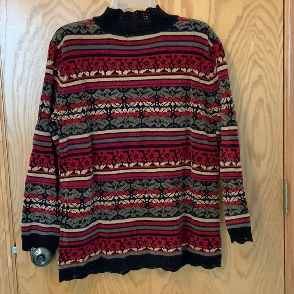 Segue - Vintage Velour Sweater With Lace Collar, Cuffs & Hem - Picture 4 of 6